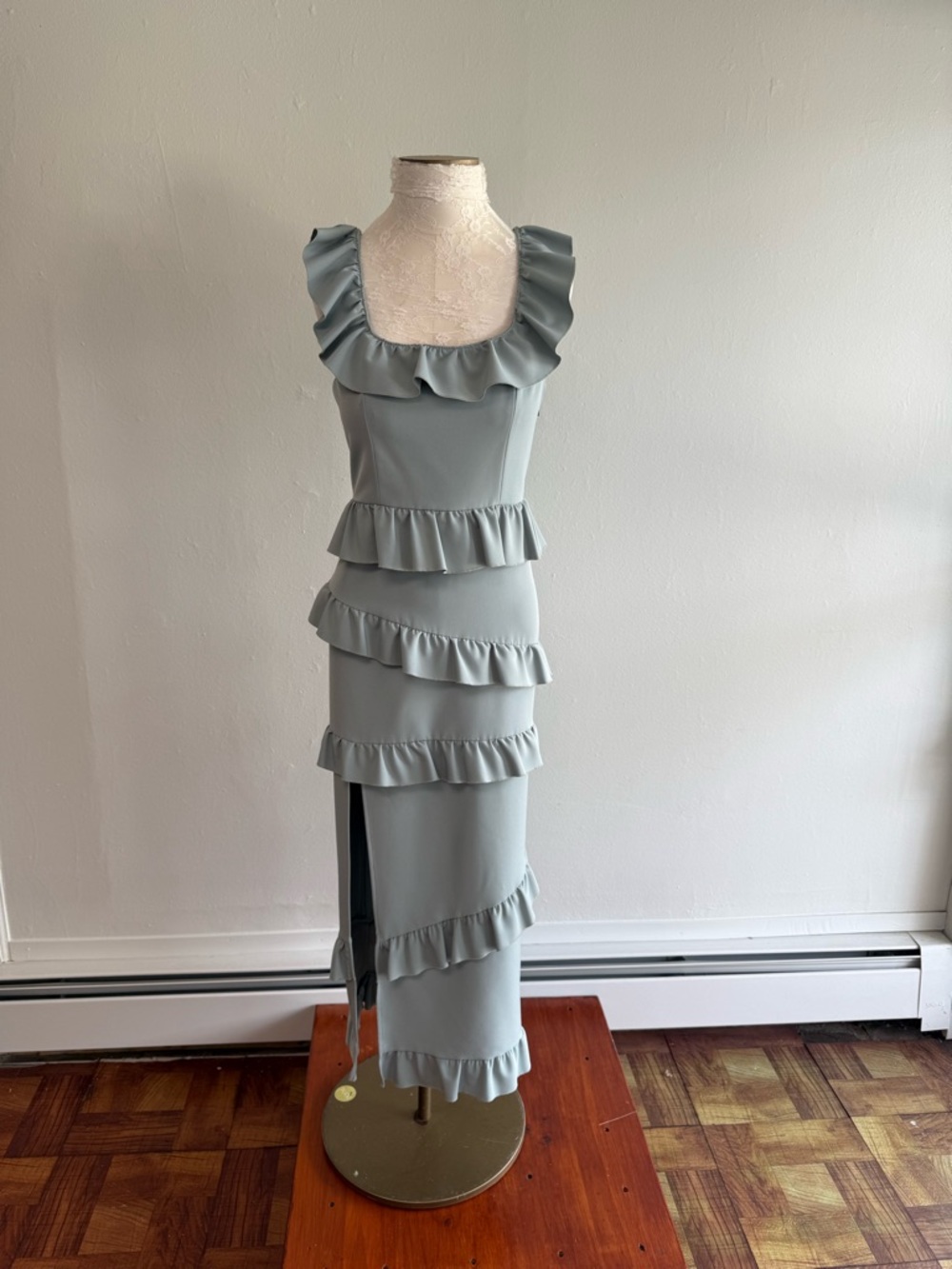 Show Me Your MuMu Light Sage Ruffle Maxi Dress